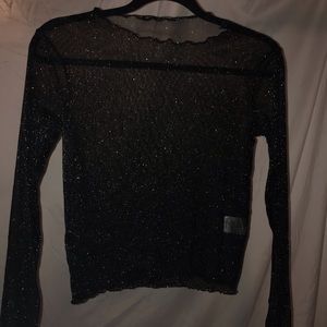 Brandy Melville sheer black and silver long sleeve